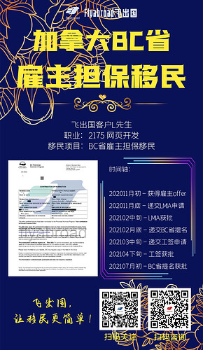 飞出国客户L先生2175网页开发BC省提名获批