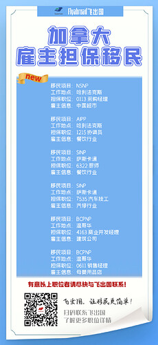 0816飞出国加拿大雇主担保移民最新职位汇总